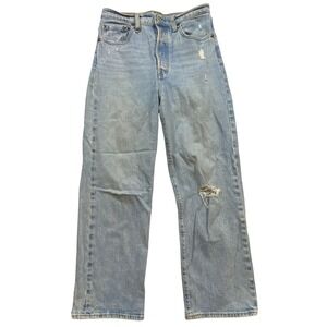 Levi's‎ Premium Ribcage Straight Ankle Jeans Light Wash Distressed Size 28